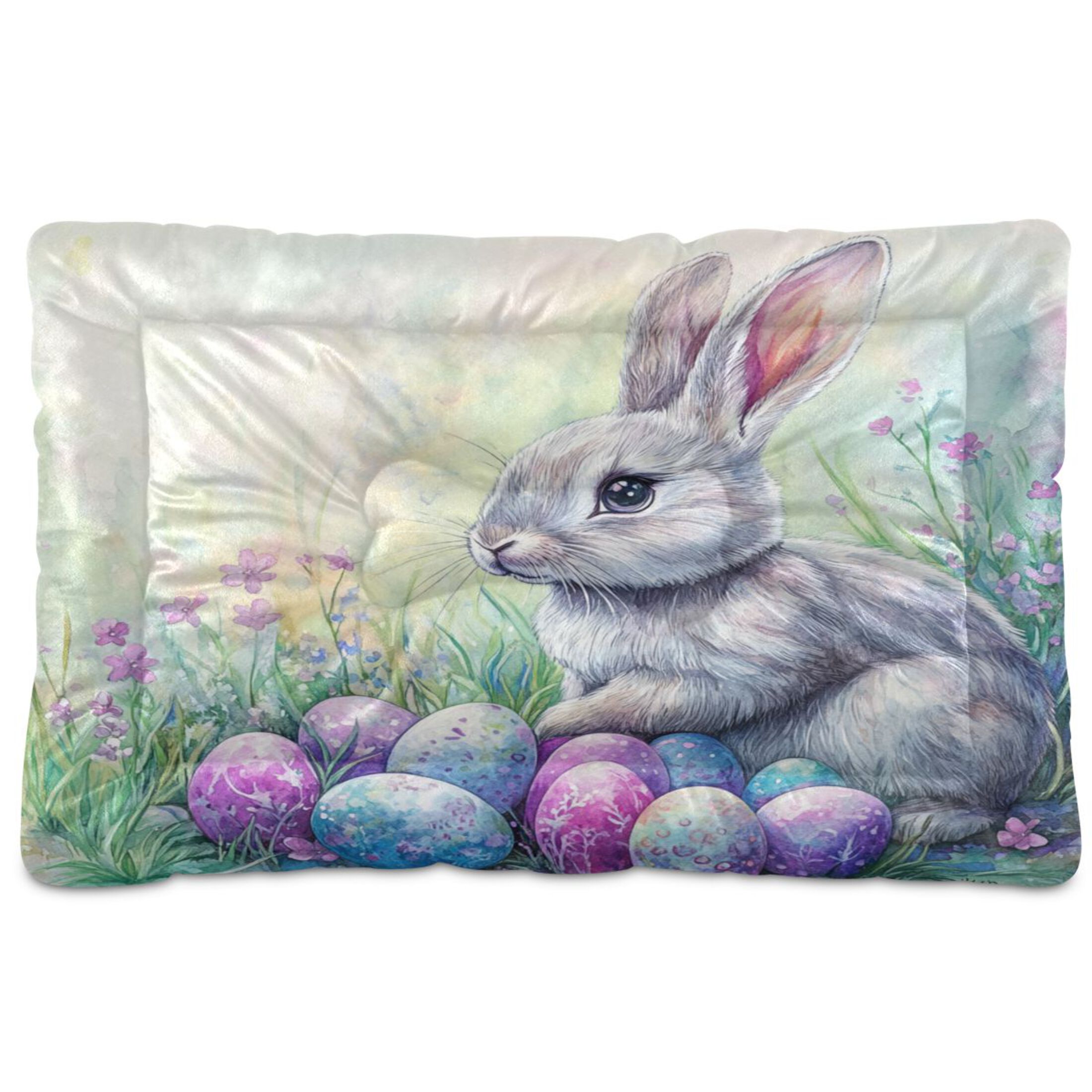Qxltty Easter Blue Bunny Ped Pad Wear-resistant and Hard to Bite Through Sleeping Pad for Small Medium Large Dogs Winter Pet Bed 36×24in