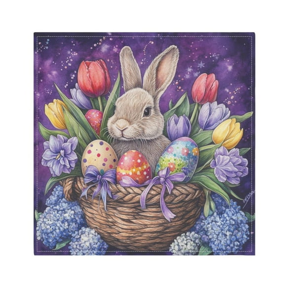Qxltty Easter Rabbit Purple Pattern Napkins 20×20in Perfect for Parties Dinners Weddings Cocktail Housewarming Cloth Napkins Set of 6