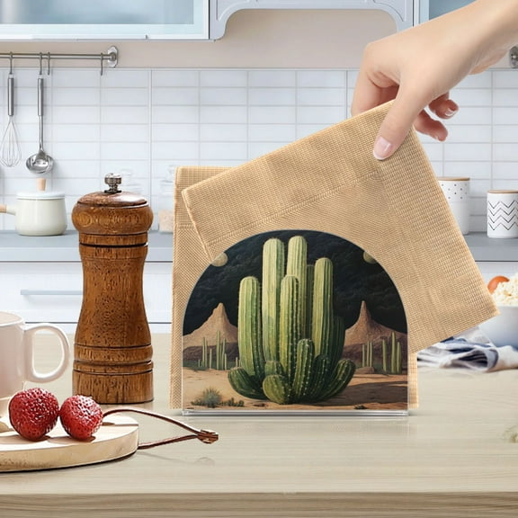 Qxltty Eldritch Cactus Acrylic Napkin Holder Set of 1 Transparent Dining Table Kitchen Cafeteria Home Decor 4.1x4.9x1.97in
