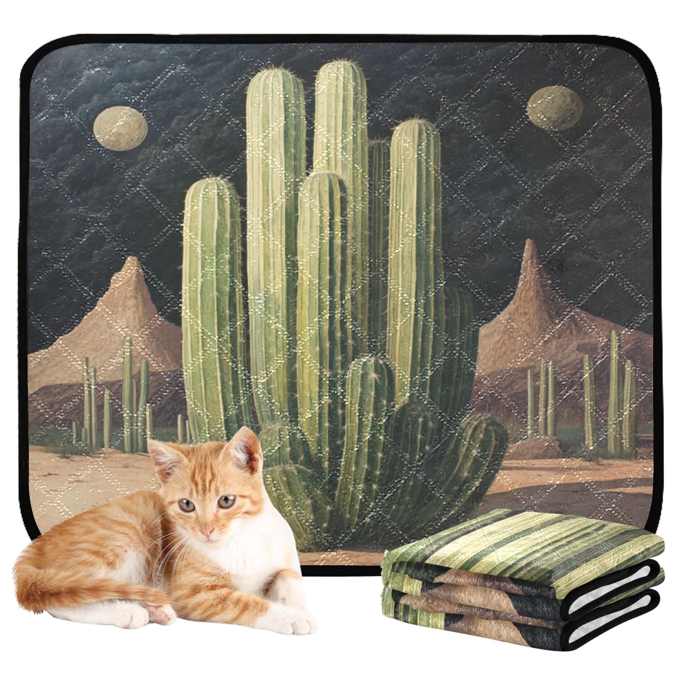 Qxltty Eldritch Cactus Cat litter Pads Pet Set of 3 Diaper Mats Center Anti-leakage Layer Absorbent Soft and Comfortable