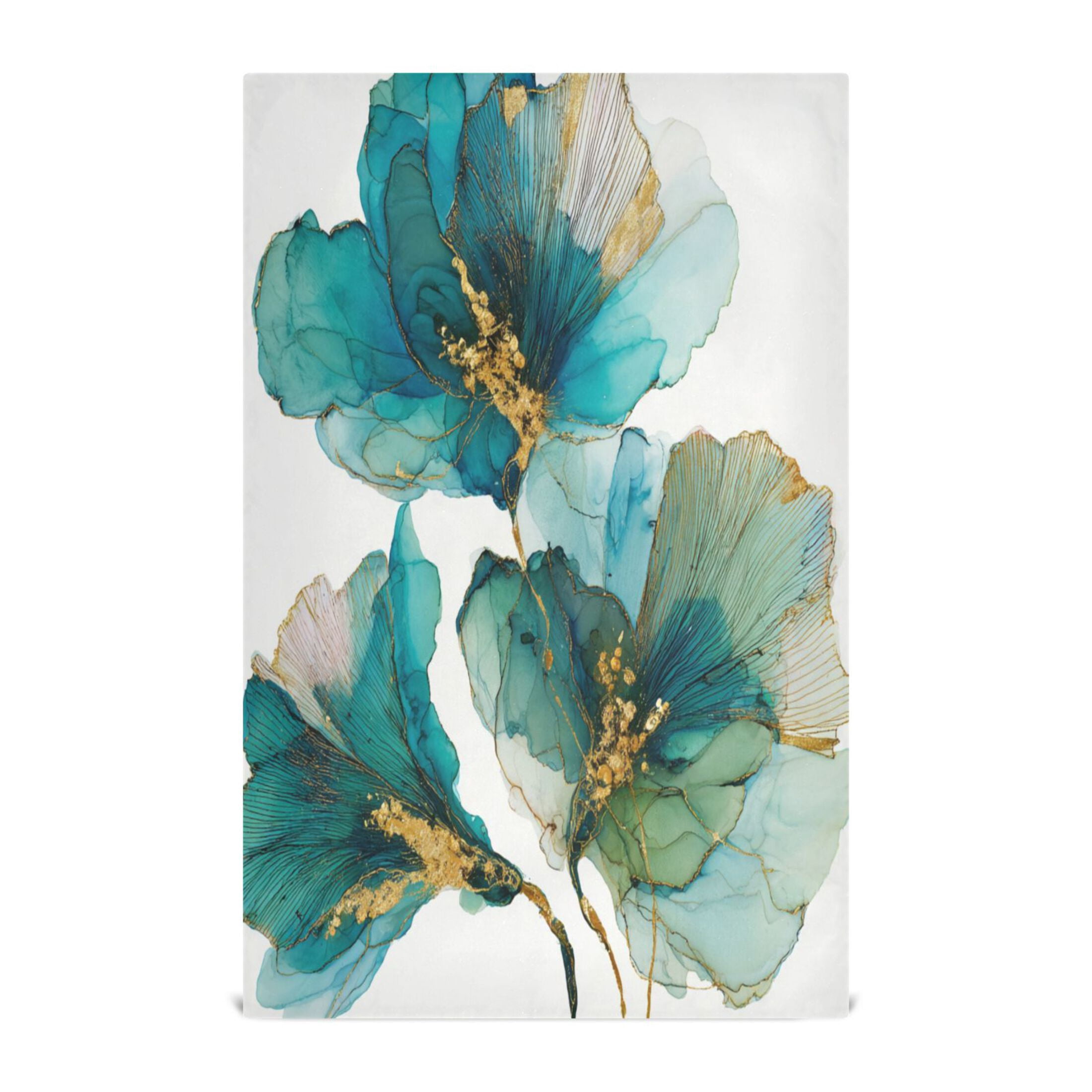 Qxltty Elegant Flower Kitchen Towels 28 x 18 Inch Set of 6 Soft Cotton Linen Feel Dish Towels with Hanging Loop for Drying, Cleaning & Decor