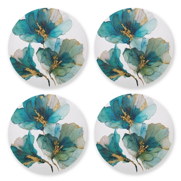 Qxltty Elegant Flower Wooden Coasters Set of 4 Fun and Practical Perfectly Non-Slip Warm Home Accent