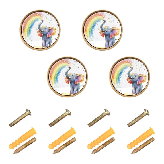 Qxltty Elephant Color Spraying Cabinet Knobs Kitchen Drawer Knobs Round Door Pulls Dressing Table Wardrobe Closet Knob Handles Decorative Set of 4