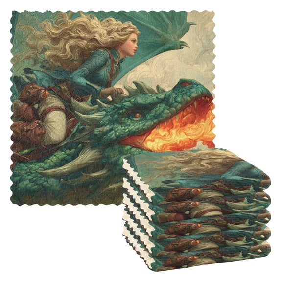 Qxltty Emerald Dragon 6 Pack Dish Cloths Dish Towels Reusable Kitchen Hand Towels 1111in