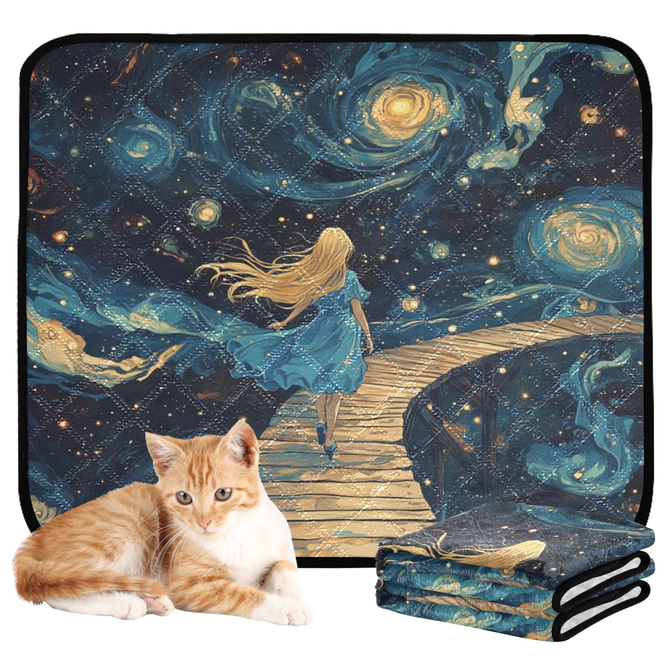 Qxltty Endless Wooden Bridge Cat litter Pads Pet Set of 3 Diaper Mats Center Anti-leakage Layer Absorbent Soft and Comfortable
