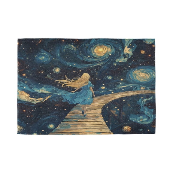 Qxltty Endless Wooden Bridge Placemats Set of 1 Heat Resistant Non-Slip Place mat for Dining Table Washable Durable Polyester Woven Table Decorations