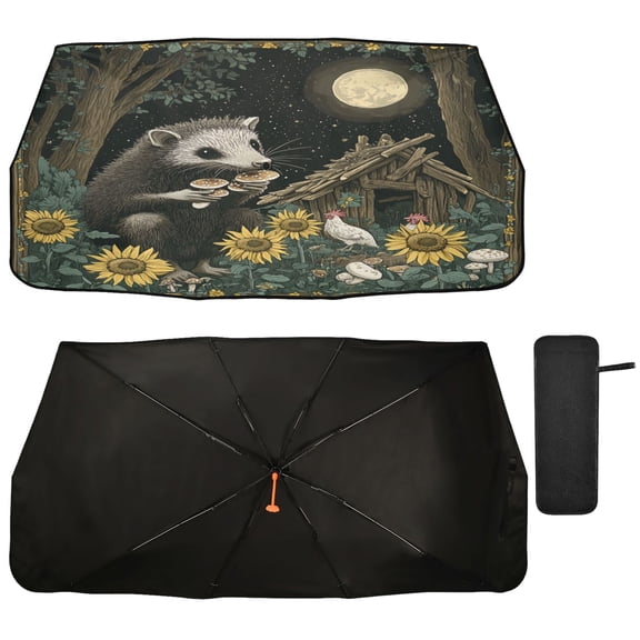 Qxltty Extra Large Possum Car Windshield Sunshade Umbrella Quality Black Rubberized Fabric Can Effectively Block UV Rays Heat