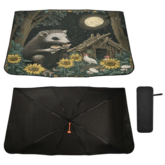 Qxltty Extra Large Possum Windshield Sun Shade Umbrella Protect Car from Sunrays and Heat Damage Keep Cool and Interior