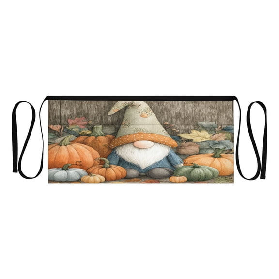 Qxltty Fall Gnome Kitchen Cooking Apron for Women Men with Pockets Waiter Short Aprons