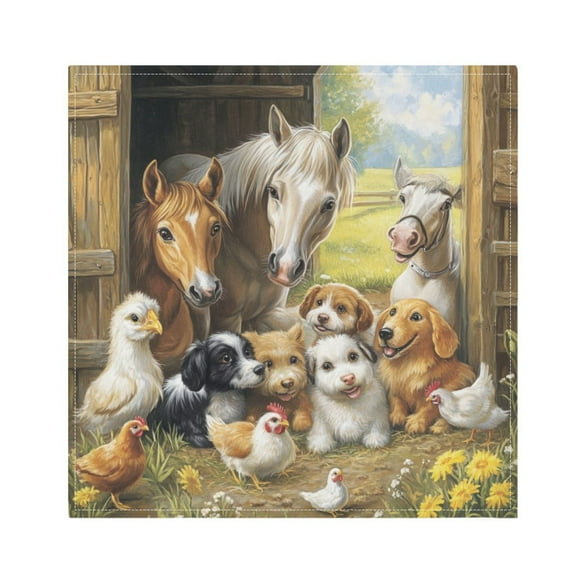 Qxltty Farm Animals Napkins 20×20in Perfect for Parties Dinners Weddings Cocktail Housewarming Cloth Napkins Set of 1