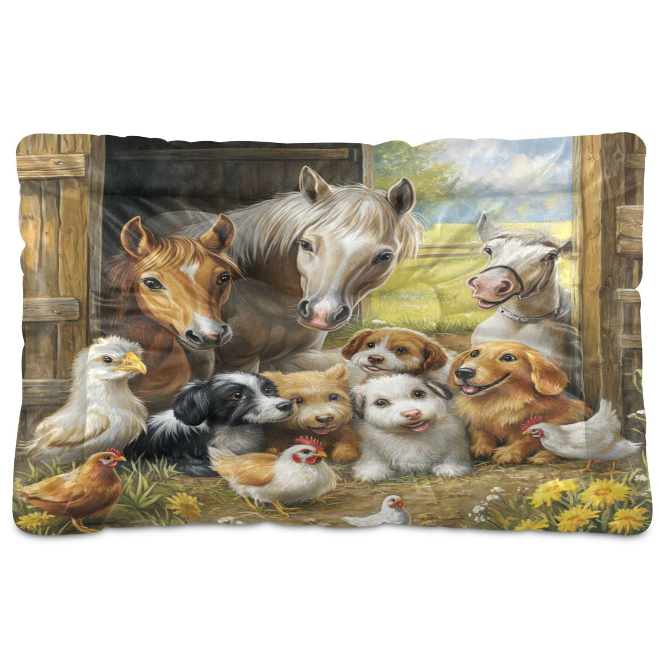 Qxltty Farm Animals Ped Pad Wear-resistant and Hard to Bite Through Sleeping Pad for Small Medium Large Dogs Winter Pet Bed 36×24in