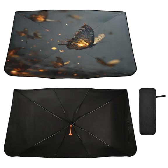 Qxltty Fire Butterfly Windshield Sun Shade Umbrella Protect Car from Sunrays and Heat Damage Keep Cool and Interior