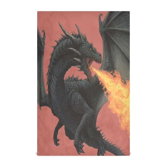 Qxltty Fire Dragon Kitchen Towels 28 x 18 Inch Soft Cotton Linen Feel Dish Towels with Hanging Loop for Drying, Cleaning & Decor