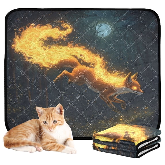 Qxltty Fire Fox Cat litter Pads Pet Set of 3 Diaper Mats Center Anti-leakage Layer Absorbent Soft and Comfortable