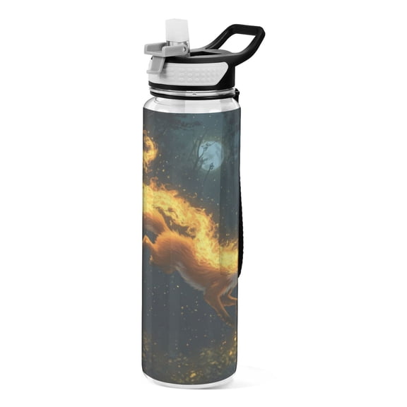 Qxltty Fire Fox Water Bottle 32 oz with Straw BPA Free Reusable Fitness Sport Bottle Perfect for Travel School Outdoors and Gym