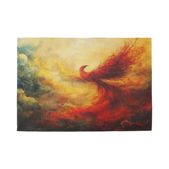 Qxltty Fire Phoenix Patterns Placemats Set of 1 Heat Resistant Non-Slip Place mat for Dining Table Washable Durable Polyester Woven Table Decorations