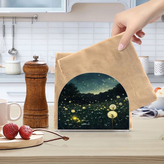 Qxltty Fireflies in Dandelions Acrylic Napkin Holder Set of 1 Transparent Dining Table Kitchen Cafeteria Home Decor 4.1x4.9x1.97in