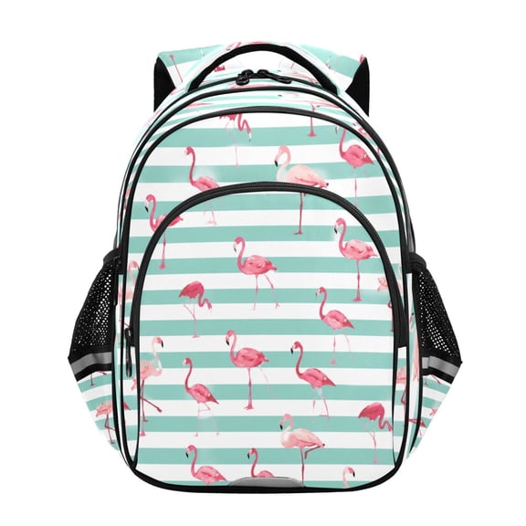 Qxltty Flamingo Stripes Backpack Lightweight Multi Pocket Daypack Reflective Bookbag with Adjustable Straps