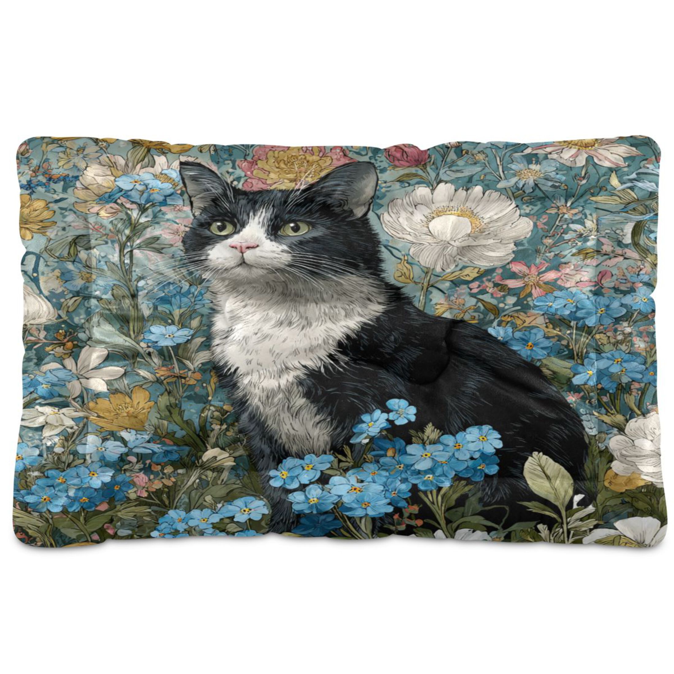 Qxltty Floral Sea Cat Ped Pad Wear-resistant and Hard to Bite Through Sleeping Pad for Small Medium Large Dogs Winter Pet Bed 36×24in