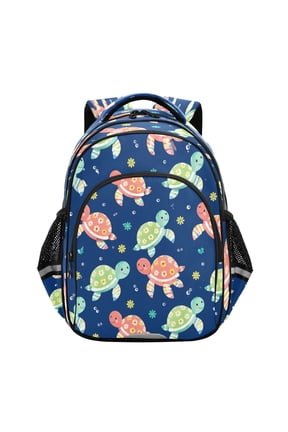 Floral Sea Turtles Backpack Lightweight Multi Pocket Daypack Reflective Bookbag with Adjustable Straps