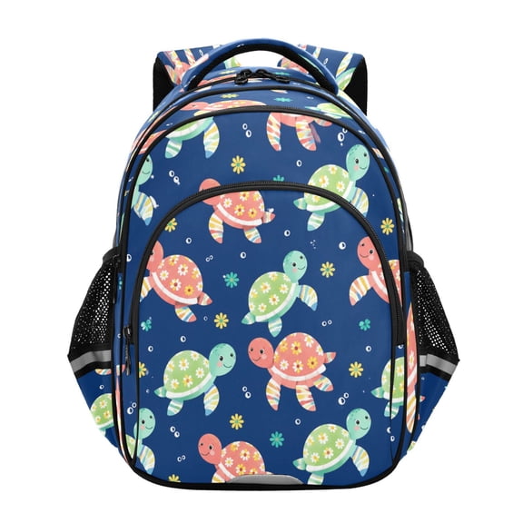Qxltty Floral Sea Turtles Backpack Lightweight Multi Pocket Daypack Reflective Bookbag with Adjustable Straps