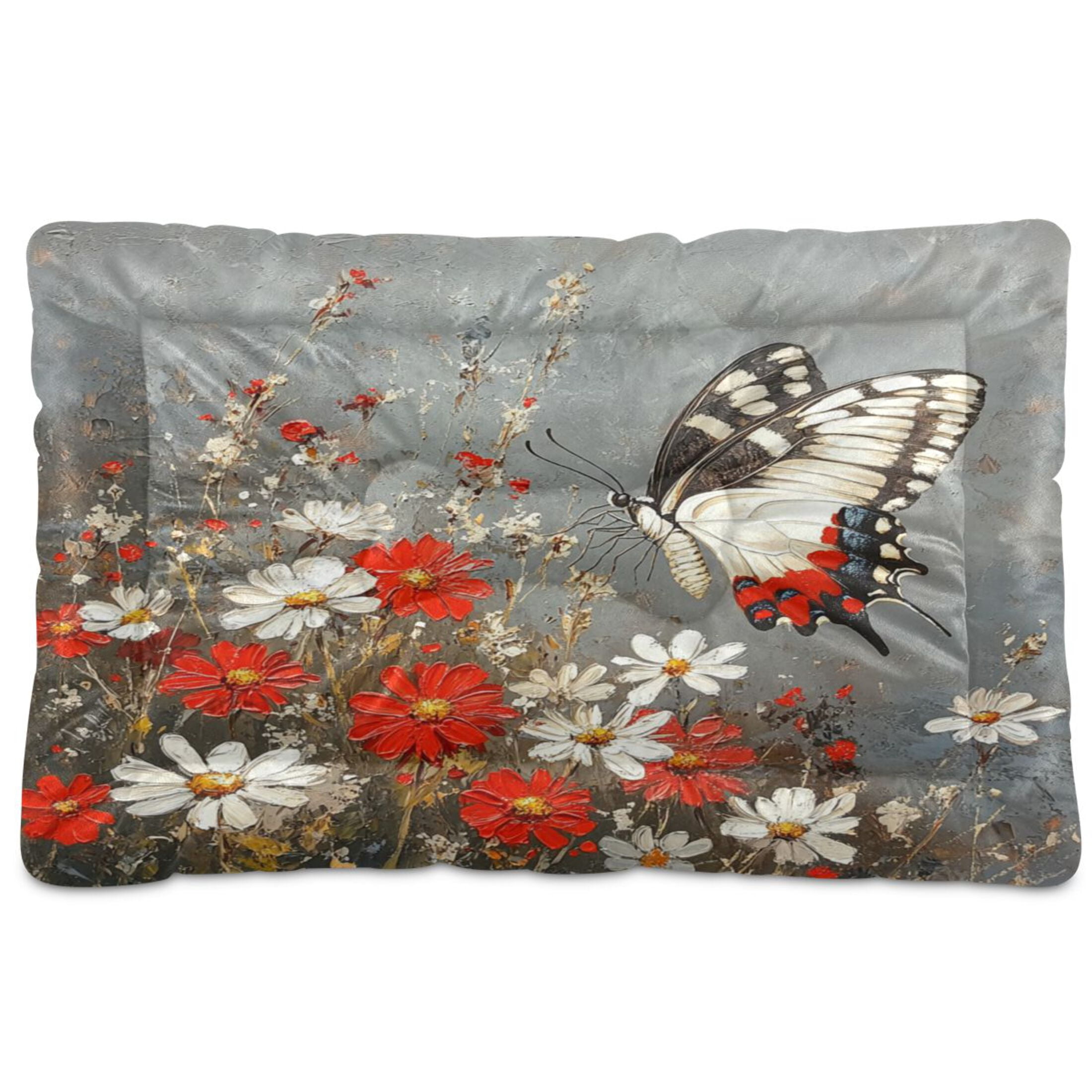 Qxltty Flower Butterfly Ped Pad Wear-resistant and Hard to Bite Through Sleeping Pad for Small Medium Large Dogs Winter Pet Bed 36×24in