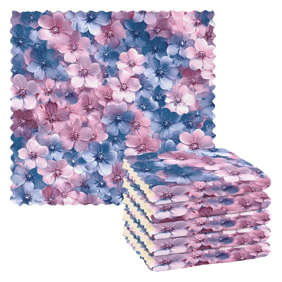Qxltty Fluffy Flowers Kitchen Towels Set of 6 Ultra Soft Absorbent Quick Drying Dish Cloths 11 x 11in
