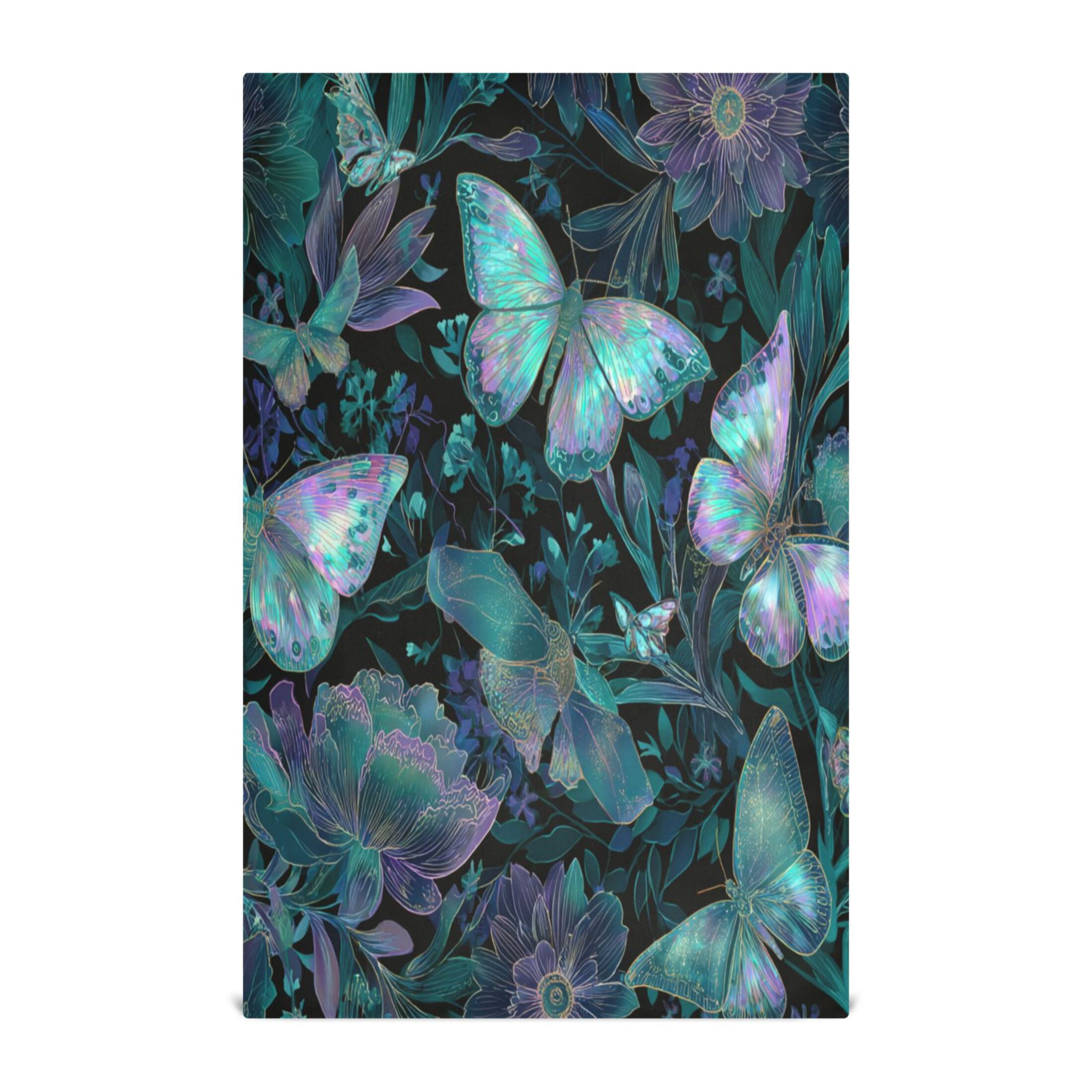 Qxltty Fluorescent Blue Butterfly Kitchen Towels 28 x 18 Inch Set of 6 Soft Cotton Linen Feel Dish Towels with Hanging Loop for Drying, Cleaning & Decor