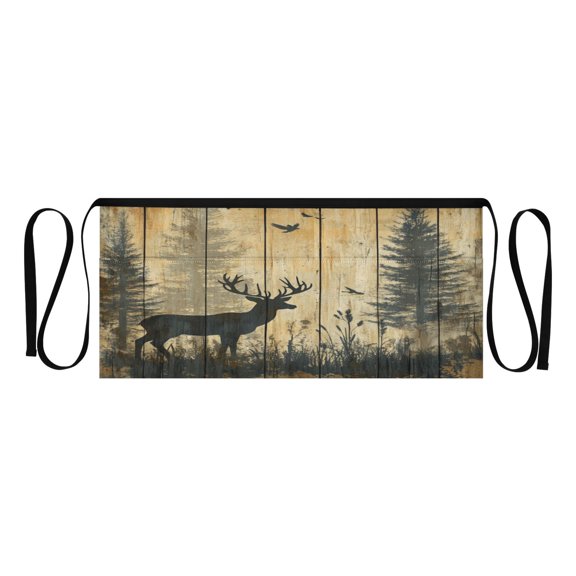 Qxltty Forest Deer Shadow Kitchen Cooking Apron for Women Men with Pockets Waiter Short Aprons