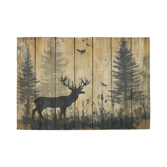 Qxltty Forest Deer Shadow Placemats Set of 1 Heat Resistant Non-Slip Place mat for Dining Table Washable Durable Polyester Woven Table Decorations