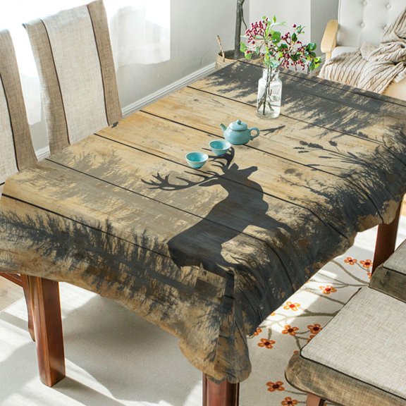 Qxltty Forest Deer Shadow Square Tablecloth 54×54in Thick Wrinkle Resistant Heat Proof Durable Table Cover for Dining Table
