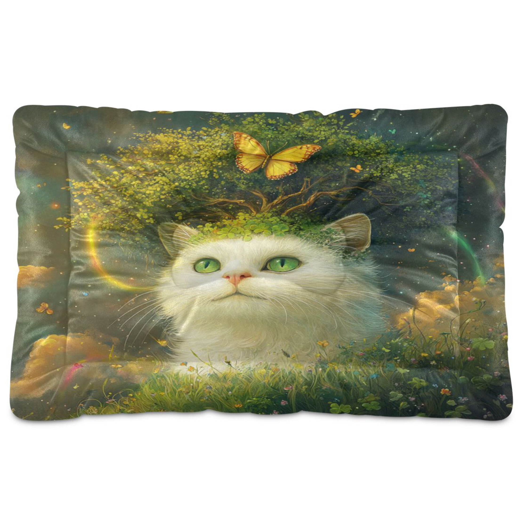 Qxltty Forest White Cat Ped Pad Wear-resistant and Hard to Bite Through Sleeping Pad for Small Medium Large Dogs Winter Pet Bed 36×24in