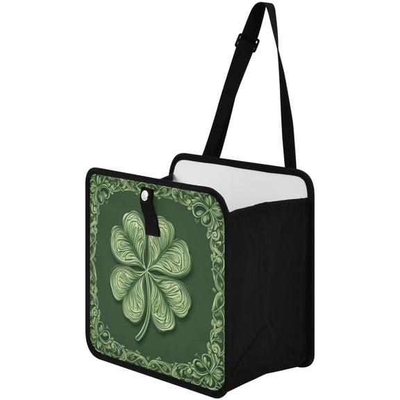 Qxltty Four Leaf Clover Car Dumpster Collapsible Rear Seat Suspension Trash for Front Seat Center Console in Vehicle