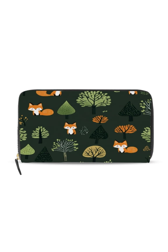 Foxes in The Forest Women's Leather Wallet Fashion Retro Multi Card Holder with Cell Phone Pocket Mothers Day Gifts