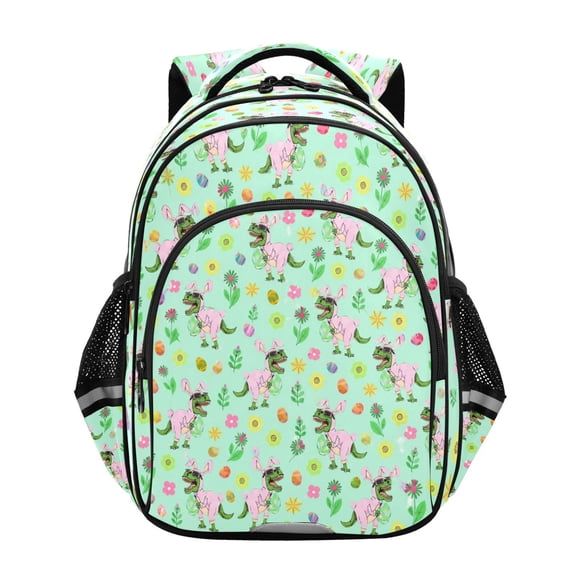 Qxltty Funny Rabbit Eared Dinosaur Backpack Lightweight Multi Pocket Daypack Reflective Bookbag with Adjustable Straps