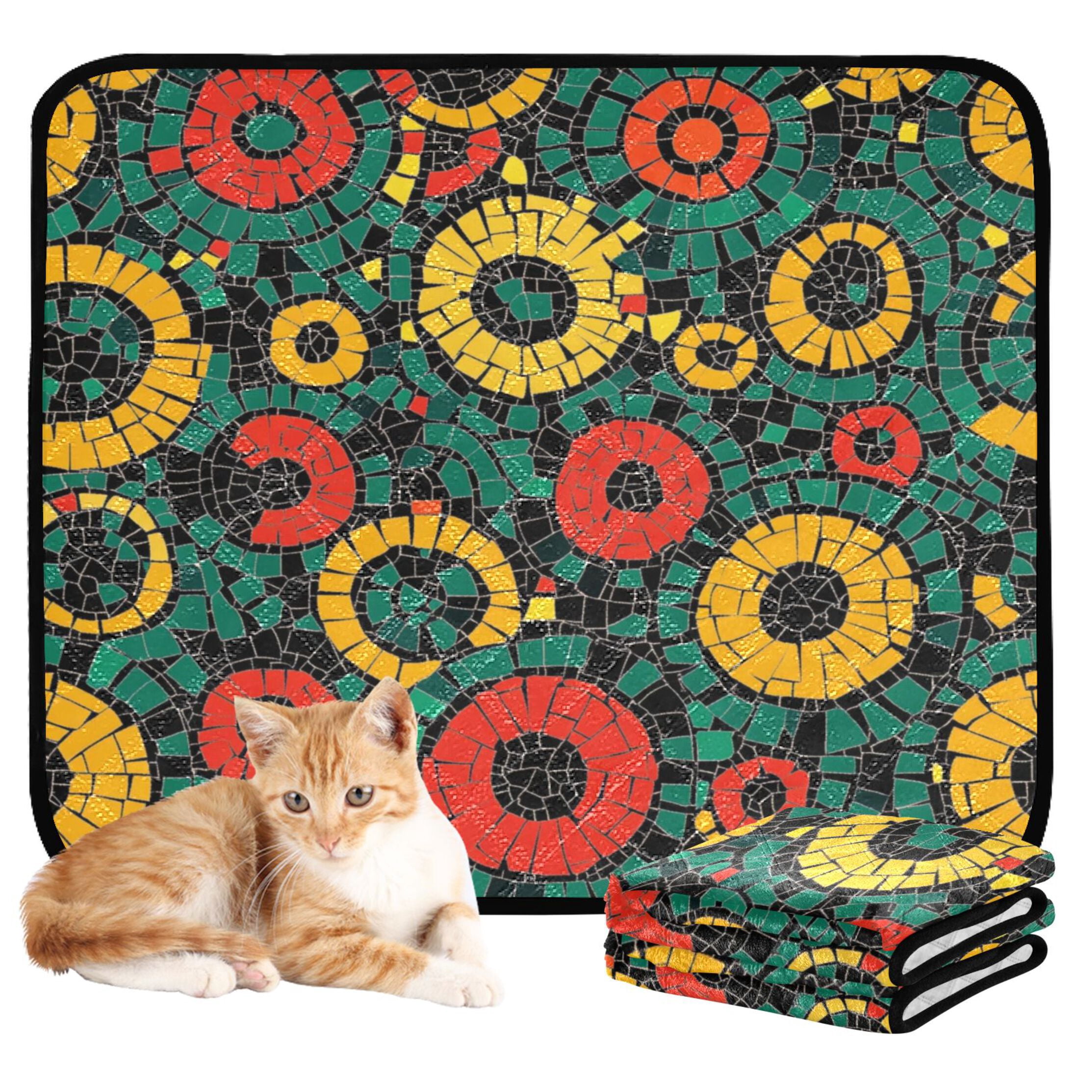 Qxltty Geometric Circle Figure Cat litter Pads Pet Set of 3 Diaper Mats Center Anti-leakage Layer Absorbent Soft and Comfortable
