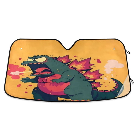 Qxltty Giant Dinosaur Car Windshield Sunshades Foldable UV Rays Sun Visor Protector Keep Your Vehicle Cool 53×23.5in