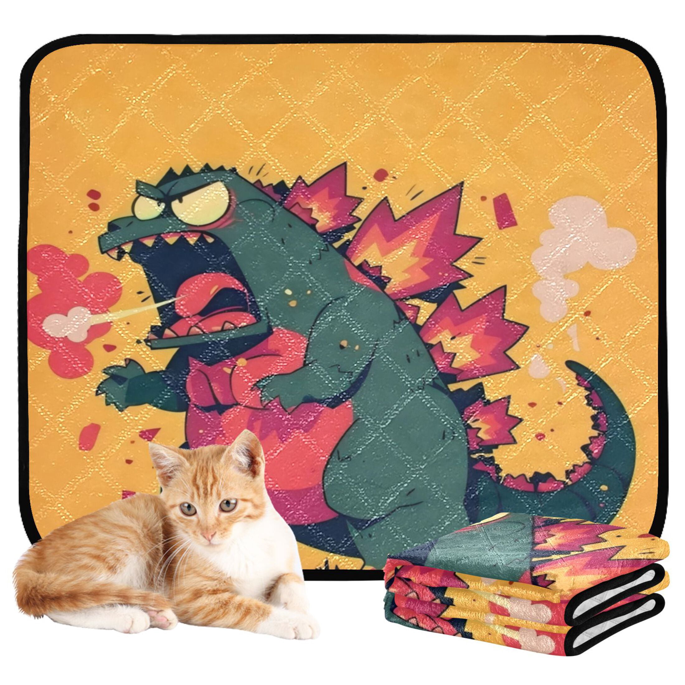 Qxltty Giant Dinosaur Cat litter Pads Pet Set of 3 Diaper Mats Center Anti-leakage Layer Absorbent Soft and Comfortable