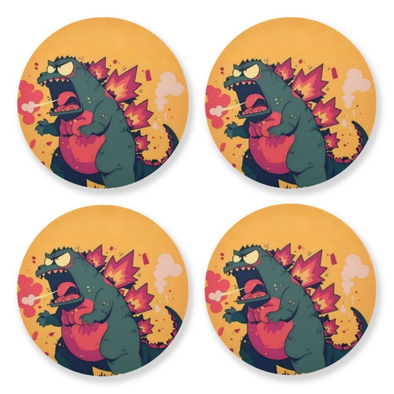 Qxltty Giant Dinosaur Wooden Coasters Set of 4 Fun and Practical Perfectly Non-Slip Warm Home Accent