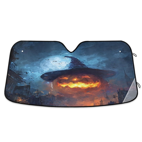 Qxltty Giant Pumpkin Car Windshield Sunshades Foldable UV Rays Sun Visor Protector Keep Your Vehicle Cool 55×27.6in