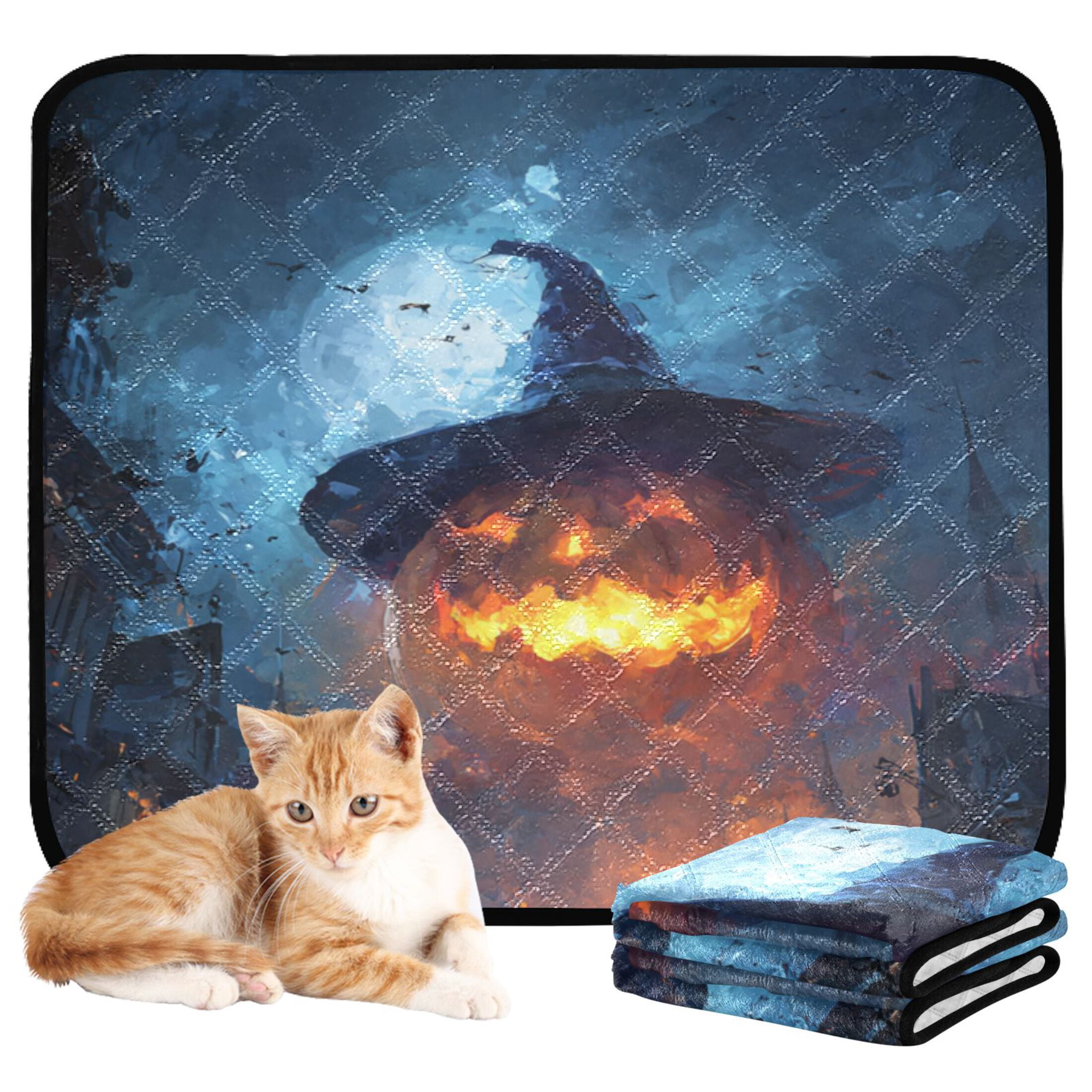 Qxltty Giant Pumpkin Cat litter Pads Pet Set of 3 Diaper Mats Center Anti-leakage Layer Absorbent Soft and Comfortable