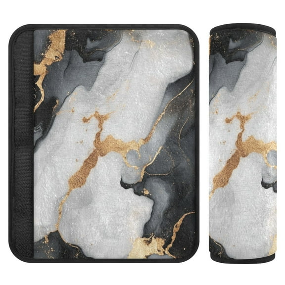 Qxltty Gilt Black Marble Car Seat Strap Pads are Soft and Snug Fitting for All Cars Backpacks Pushchair