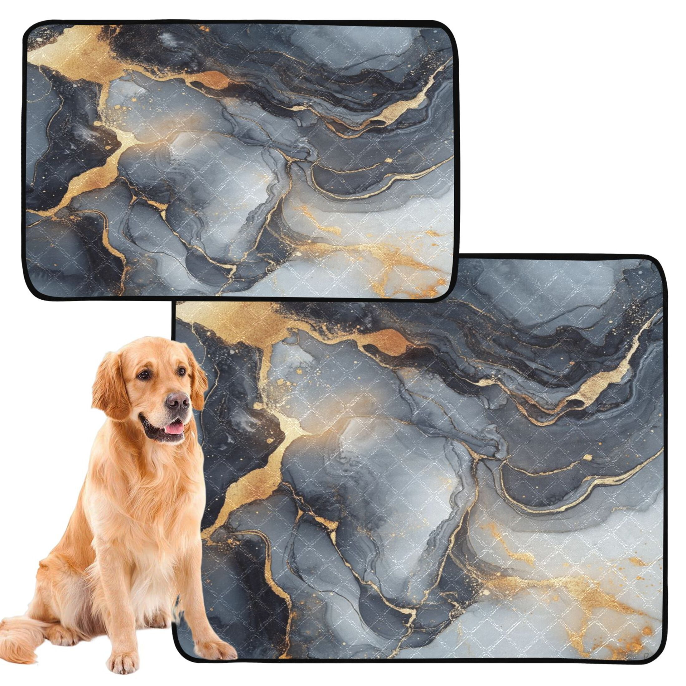 Qxltty Gilt Gray Pattern Cat litter Pads Pet Set of 2 Diaper Mats Center Anti-leakage Layer Absorbent Soft and Comfortable