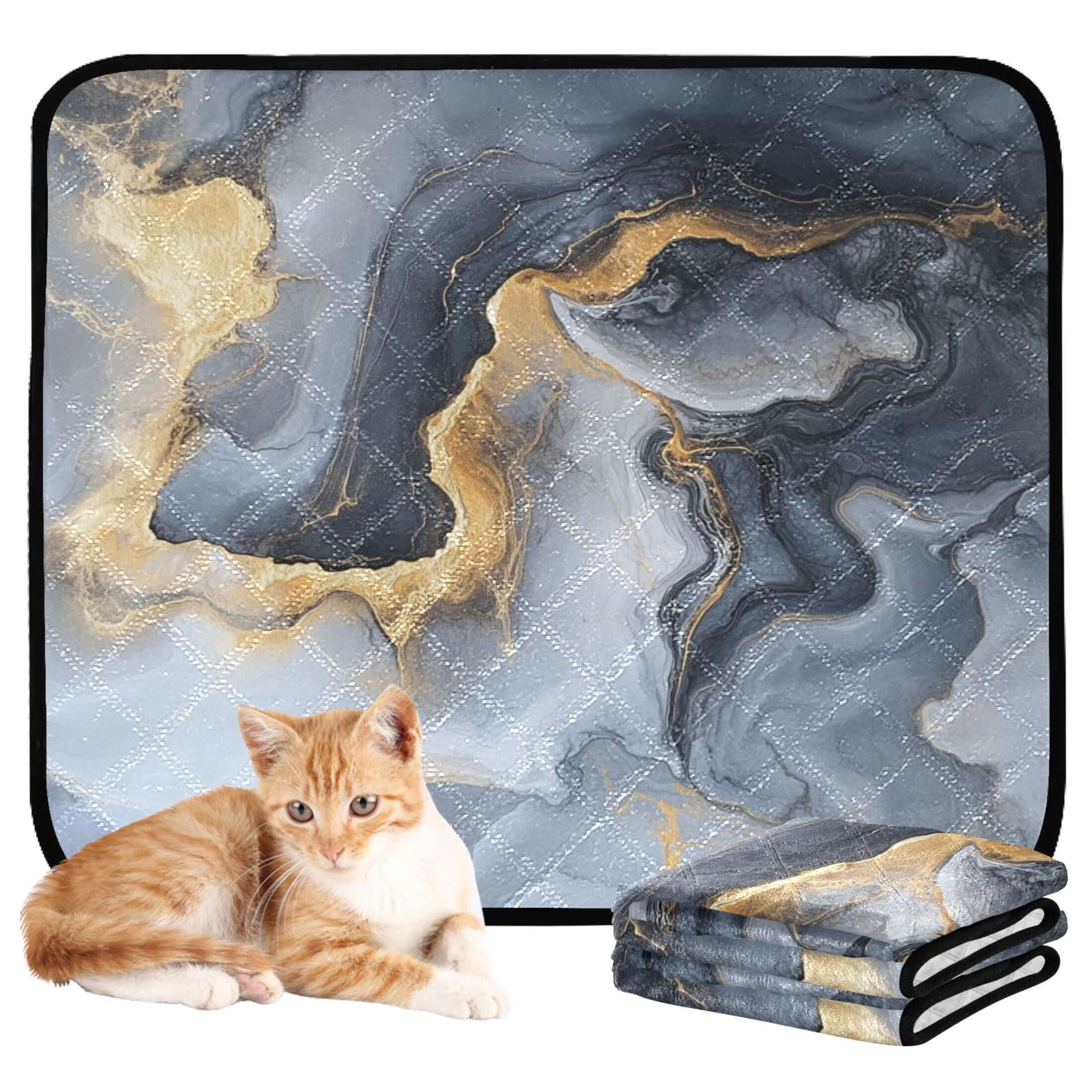 Qxltty Gilt Gray Patterns Cat litter Pads Pet Set of 3 Diaper Mats Center Anti-leakage Layer Absorbent Soft and Comfortable