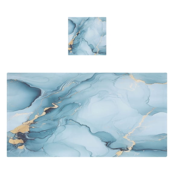 Qxltty Gilt Light Blue Marble Bath and Hand Towel Set 100% Cotton Towels for Bathroom Soft Durable and Absorbent