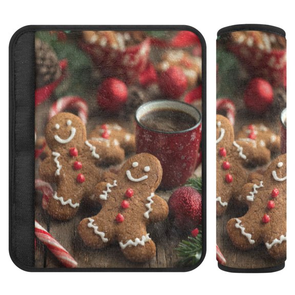 Qxltty Gingerbread Cookies Car Seat Strap Pads are Soft and Snug Fitting for All Cars Backpacks Pushchair 10×7.7in