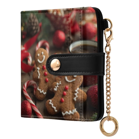Qxltty Gingerbread Cookies Ladies Wallet Rfid Slim Thin Compact Credit Card Women Wallet Zipper Coin Pocket and ID Window for Female Gifts