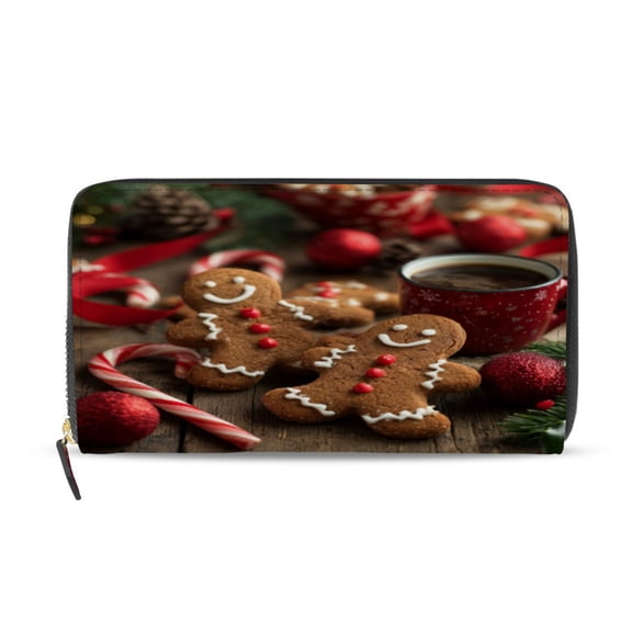 Qxltty Gingerbread Cookies Women's Leather Wallet Fashion Retro Multi Card Holder with Cell Phone Pocket Mothers Day Gifts