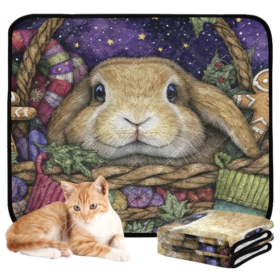 Qxltty Gingerbread Rabbit Cat litter Pads Pet Set of 3 Diaper Mats Center Anti-leakage Layer Absorbent Soft and Comfortable