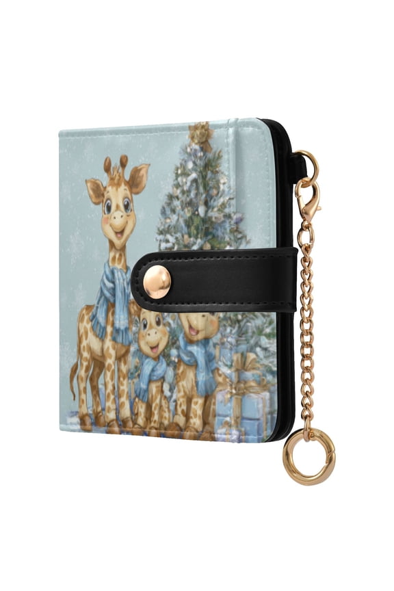 Giraffe Family Ladies Wallet Rfid Slim Thin Compact Credit Card Women Wallet Zipper Coin Pocket and ID Window for Female Gifts